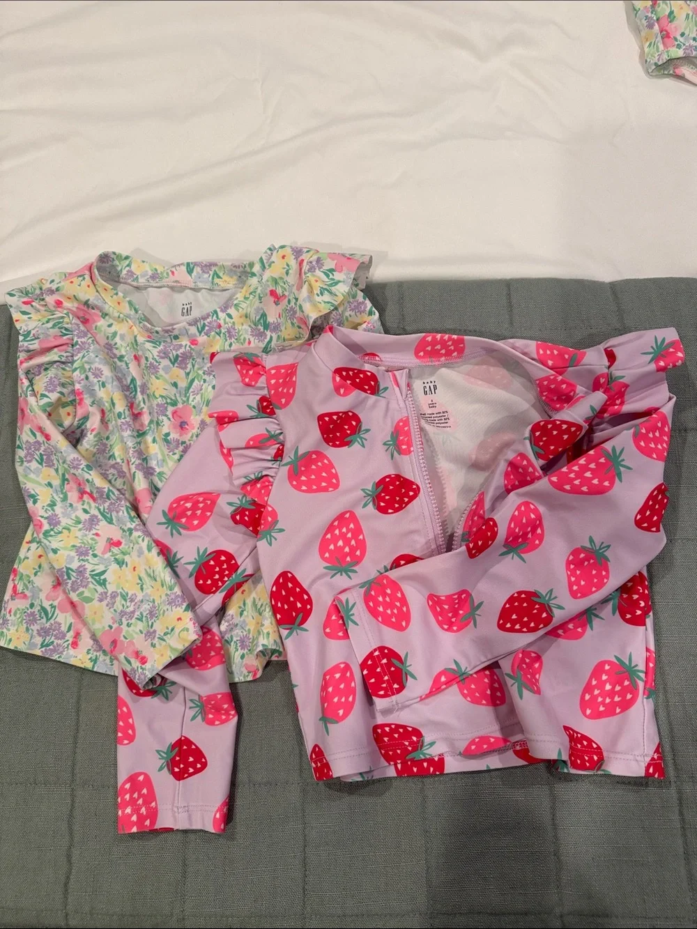 GAP Kids Pink Strawberry Print Rashguard & Floral Top